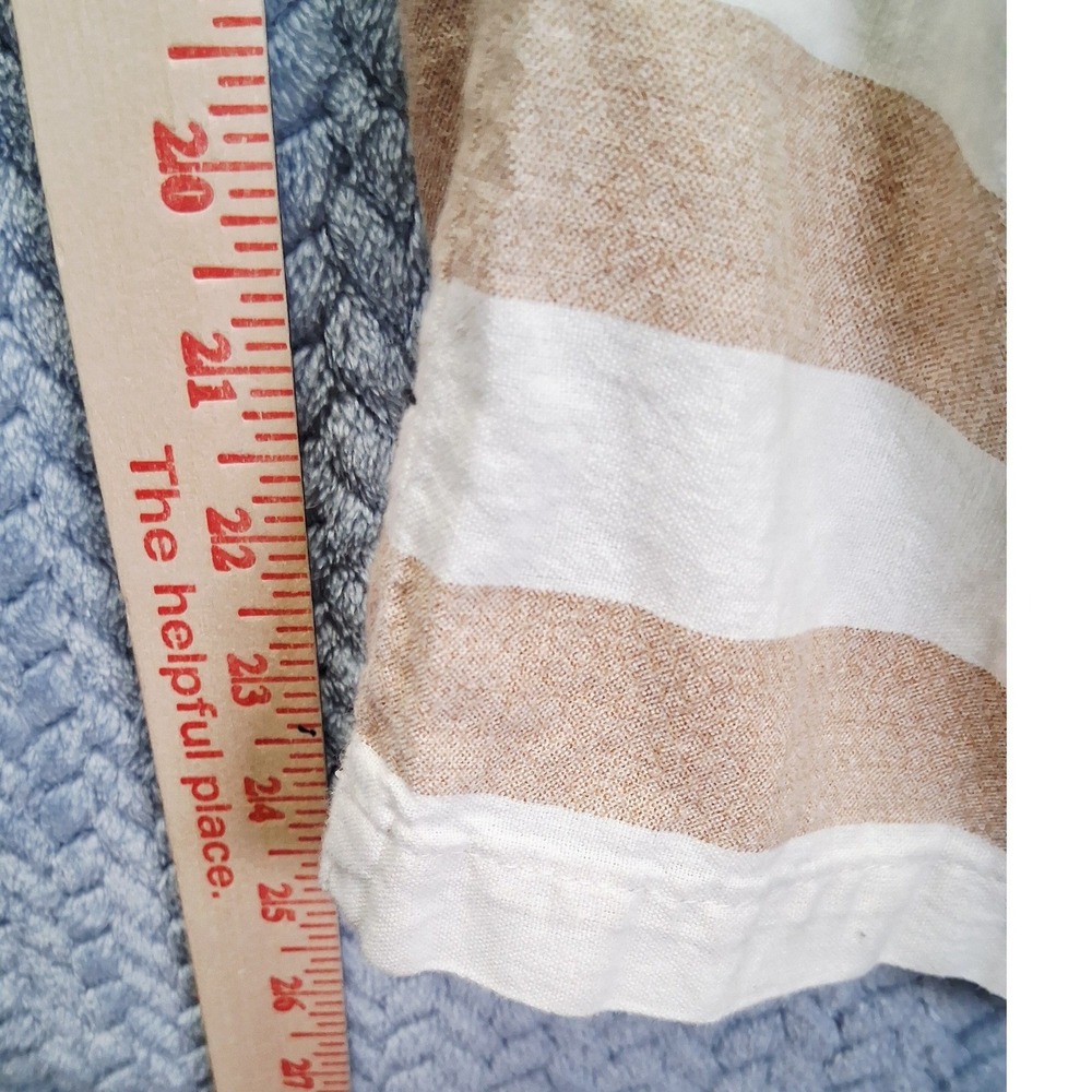 Japna Striped Cotton Linen Jumpsuit Tan White Wide Leg Smocked Back Small all - Picture 4 of 10